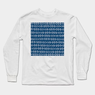 Triangles and Arrows Pattern Navy Blue and Blush Pink Long Sleeve T-Shirt